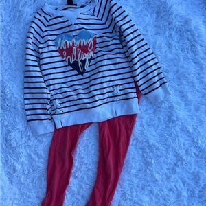 Tommy Hilfiger Navy Striped Top with pink Leggings